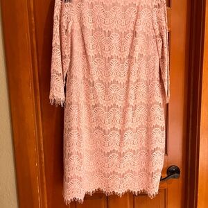 Eliza J Blush Lace Long Sleeve Dress